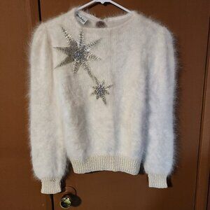 Hand Knit  Angora Sweater by Mme Defarge New York size small